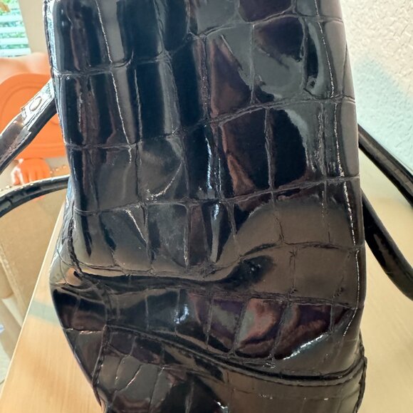 🖤 Liz Claiborne Black Crocodile-Embossed Satchel Handbag 🖤 - Picture 2 of 5